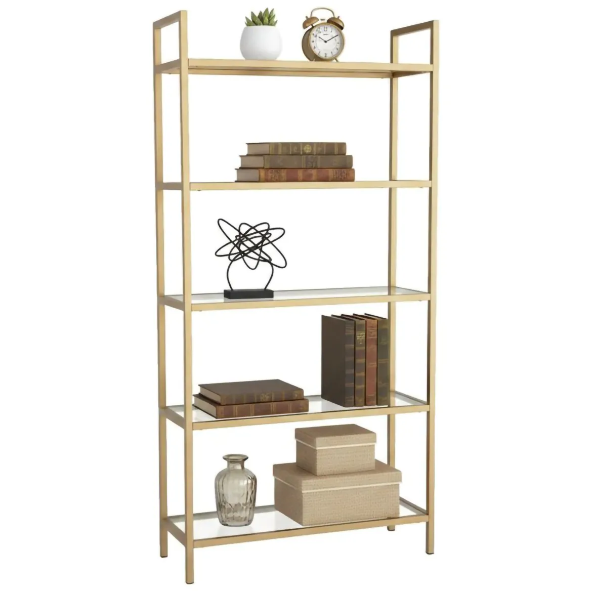 Libreria bassa in vetro oro 80x165h cm - Stratonice