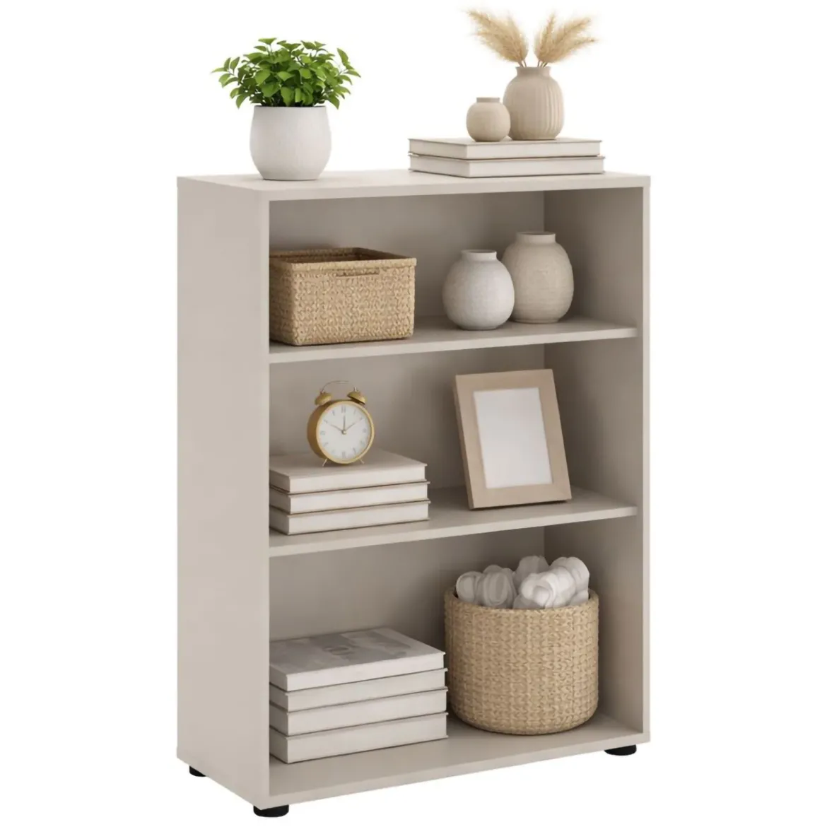 Libreria Beige 2 Ripiani Installazione a Terra 79x34x118h cm, - Leporano