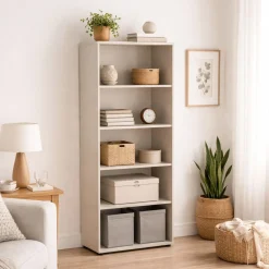 Libreria Beige 4 Ripiani Installazione a Terra 79x34x188h cm, - Brugnera