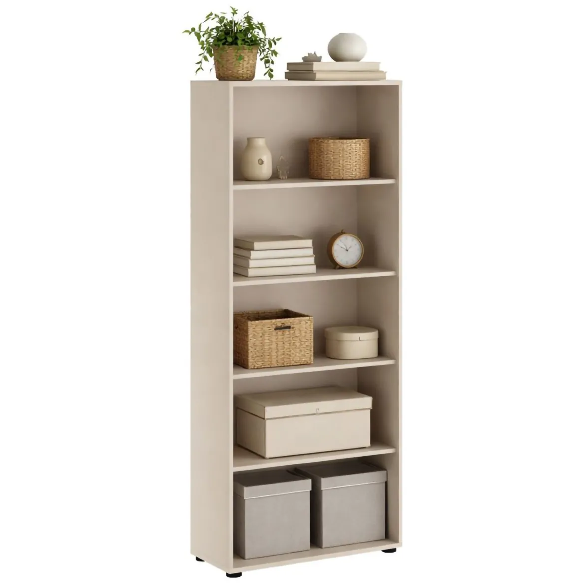 Libreria Beige 4 Ripiani Installazione a Terra 79x34x188h cm, - Brugnera