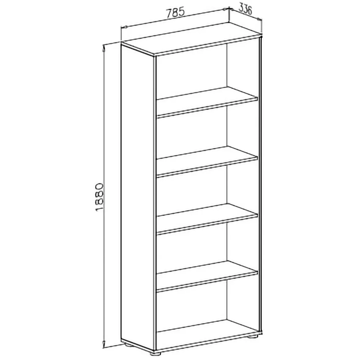 Libreria Beige 4 Ripiani Installazione a Terra 79x34x188h cm, - Brugnera
