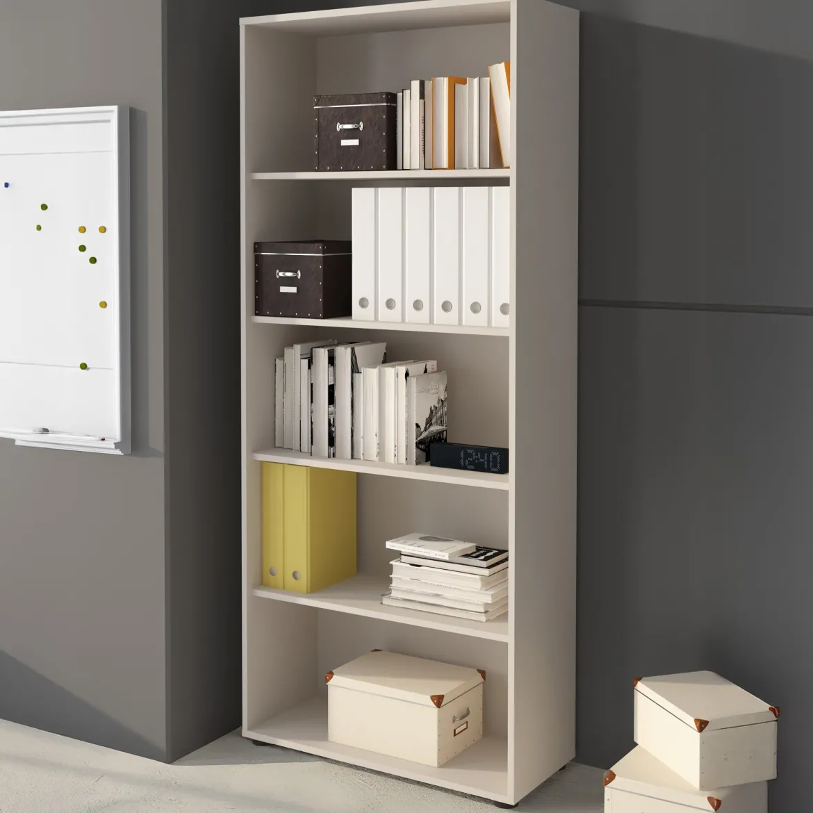 Libreria Beige 4 Ripiani Installazione a Terra 79x34x188h cm, - Brugnera