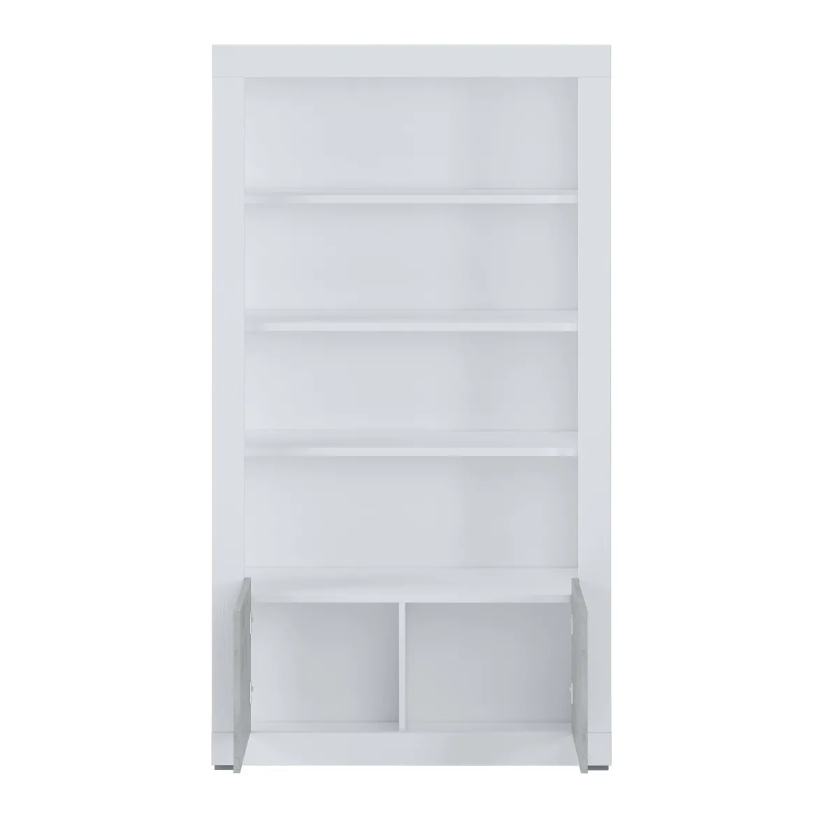 Libreria Bianco Grigio Cemento 3 Ripiani 2 Ante 105x42x191h cm, Installazione a Terra - Spinoso