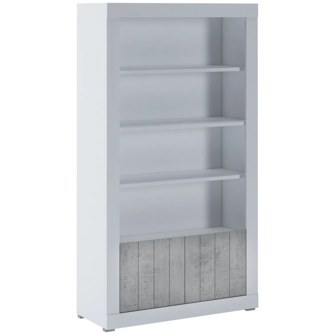 Libreria Bianco Grigio Cemento 3 Ripiani 2 Ante 105x42x191h cm, Installazione a Terra - Spinoso
