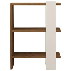 Libreria Bianco Marrone Noce 3 Ripiani Installazione Libera 52x25x70h cm, Sfumatura Colore Struttura Noce - Netro