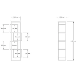Libreria Bianco Marrone Rovere 4 Ripiani Installazione Libera 44x29x140h cm, Sfumatura Colore Struttura Rovere - Navel