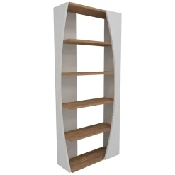 Libreria Bianco Marrone Rovere 4 Ripiani Installazione Libera 64x24x150h cm, Sfumatura Colore Struttura Rovere - Equo
