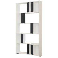 Libreria Bianco Nero Antracite 8 Ripiani Installazione Fissaggio al Muro 90x25x172h cm, Sfumatura Colore Struttura Antracite - Cergnago