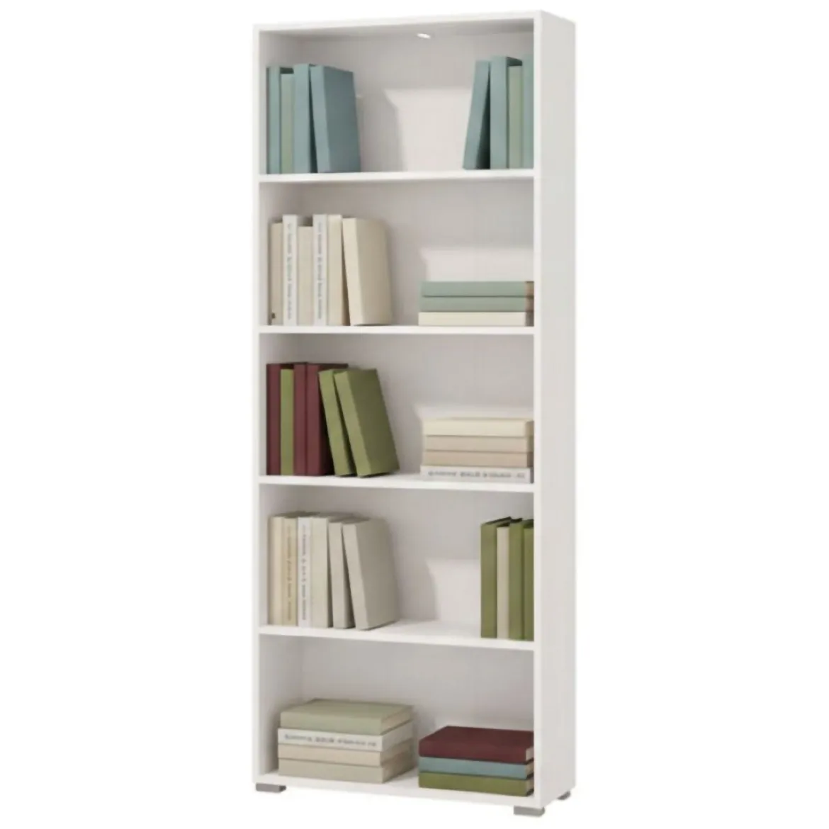 Libreria Bianco Opaco 5 Ripiani Installazione a Terra 70x24.5x211.5h cm, Sfumatura Colore Struttura Opaco - Pramollo