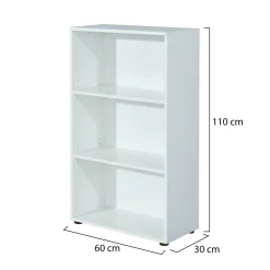 Libreria Bianco 2 Ripiani 2 Ante 60x30x110h cm, Struttura Verticale - Porte