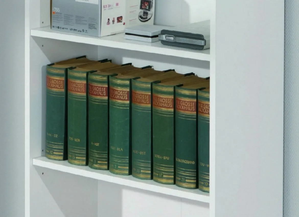 Libreria Bianco 2 Ripiani 2 Ante 60x30x110h cm, Struttura Verticale - Porte