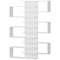 Libreria Bianco 11 Ripiani Installazione Fissaggio al Muro 75x21x161h cm, - Trenzano