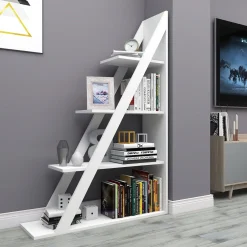 Libreria Bianco 3 Ripiani Installazione Libera 100x30x150h cm, Struttura Verticale - Camaiore