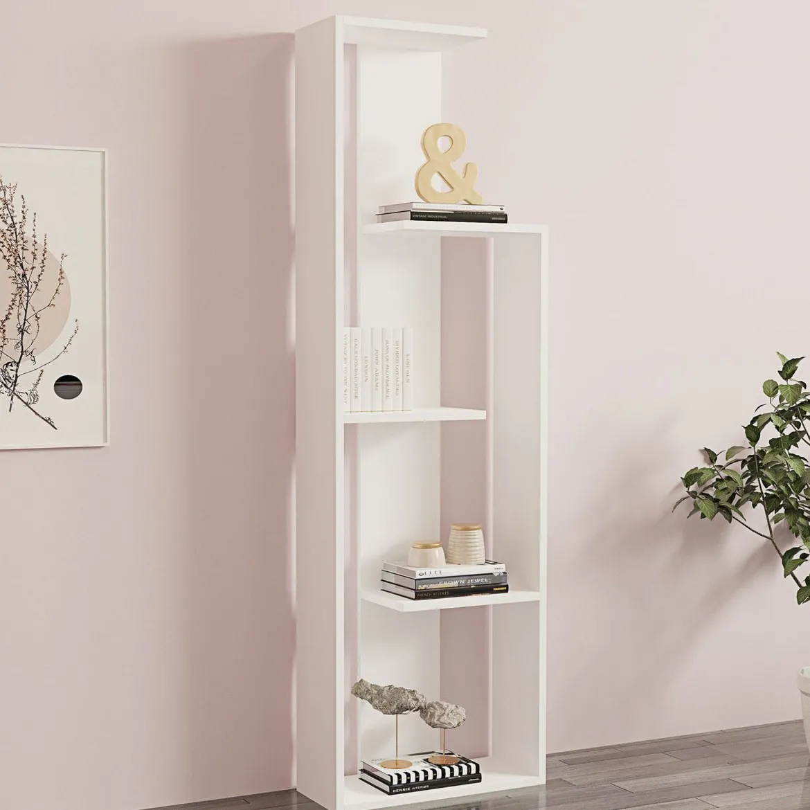Libreria Bianco 3 Ripiani Installazione Libera 62x24x90h cm, Struttura Verticale - Pigna