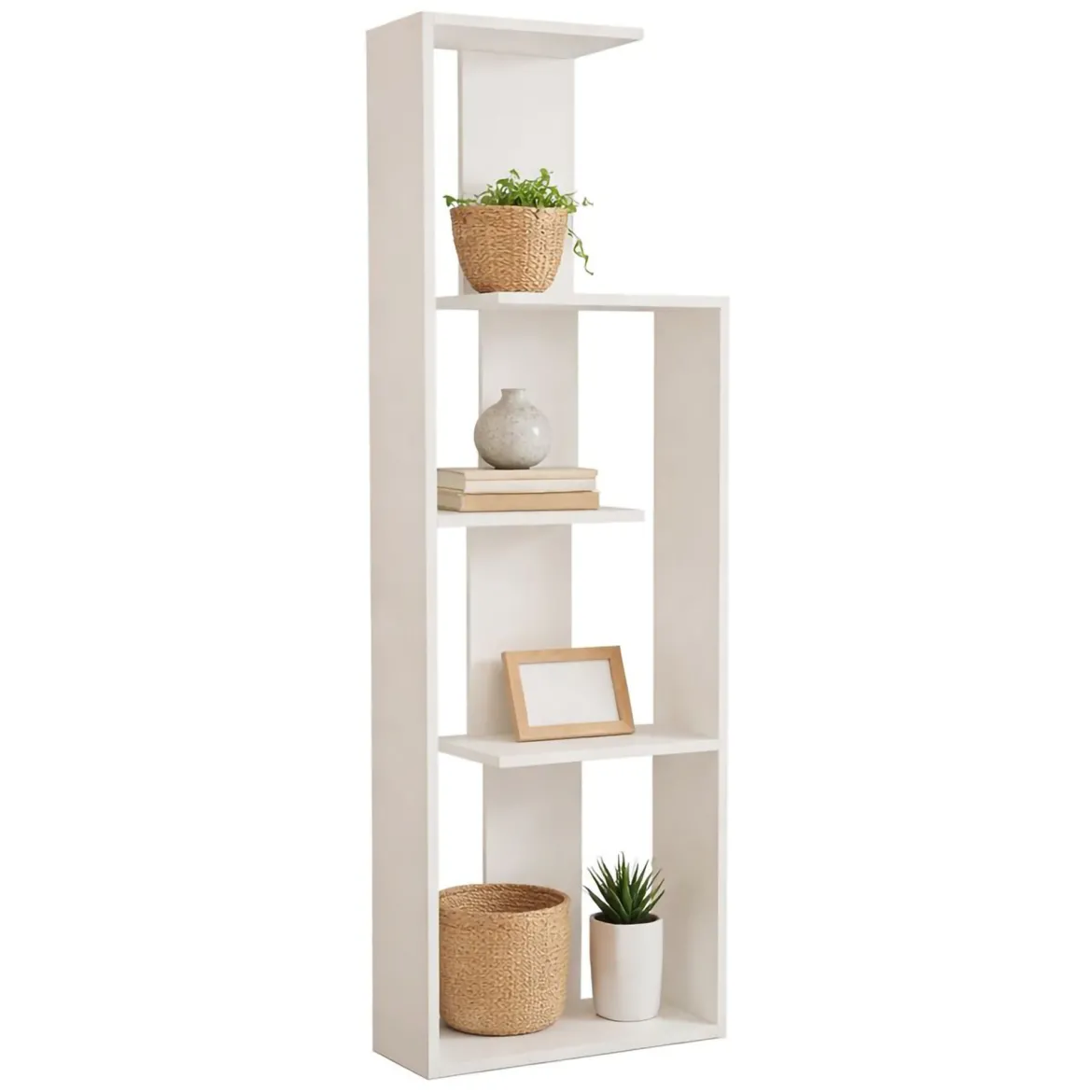 Libreria Bianco 3 Ripiani Installazione Libera 62x24x90h cm, Struttura Verticale - Pigna