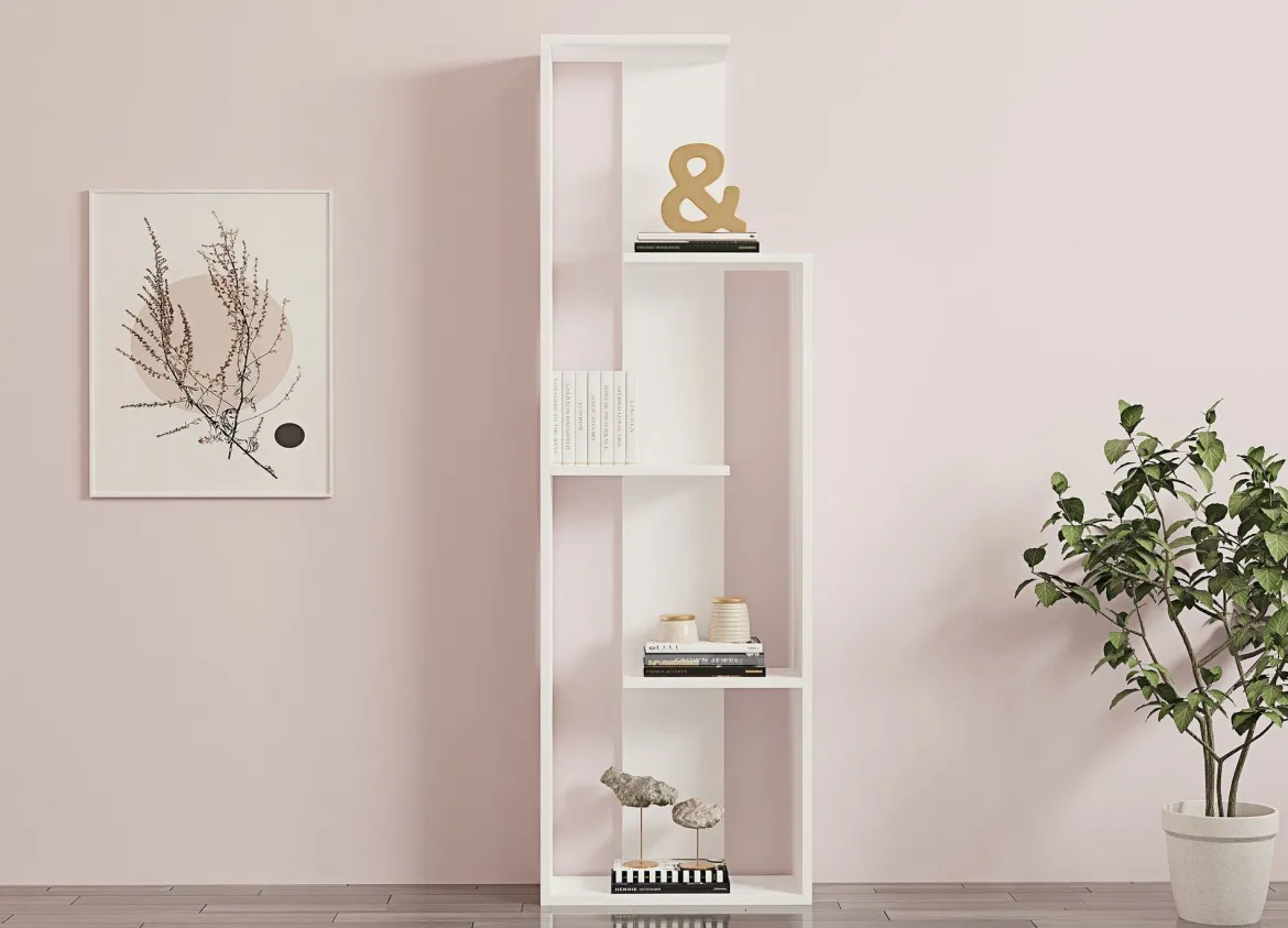 Libreria Bianco 3 Ripiani Installazione Libera 62x24x90h cm, Struttura Verticale - Pigna