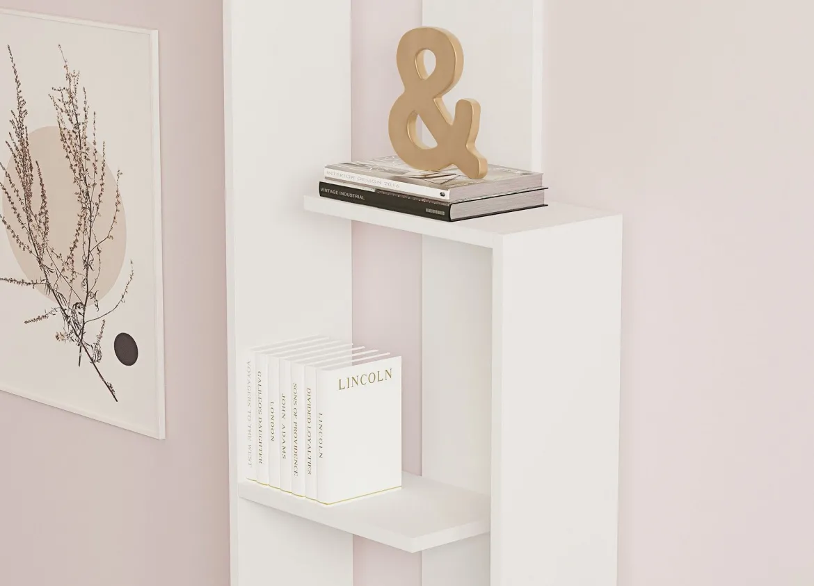 Libreria Bianco 3 Ripiani Installazione Libera 62x24x90h cm, Struttura Verticale - Pigna