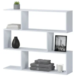 Libreria Bianco 3 Ripiani Installazione a Terra 110x25x96h cm, Portata Ripiani 15 - Terzolas