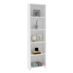 Libreria Bianco 4 Ripiani Installazione Libera 40x20x150h cm, Struttura Verticale - Civo