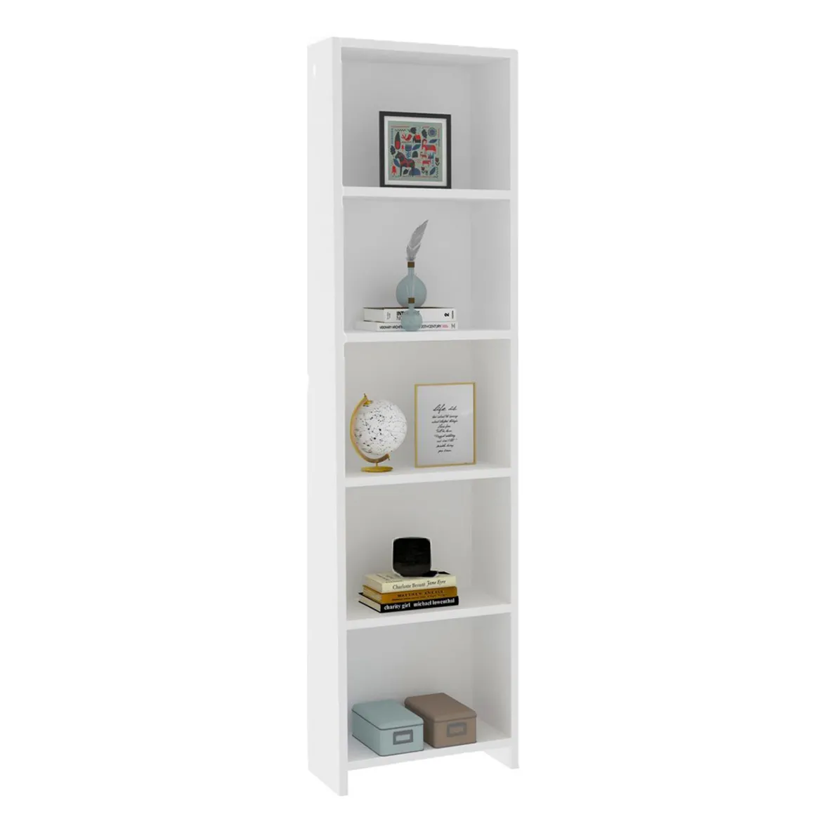 Libreria Bianco 4 Ripiani Installazione Libera 40x20x150h cm, Struttura Verticale - Civo