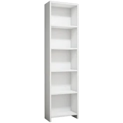 Libreria Bianco 4 Ripiani Installazione Libera 40x20x150h cm, Struttura Verticale - Civo
