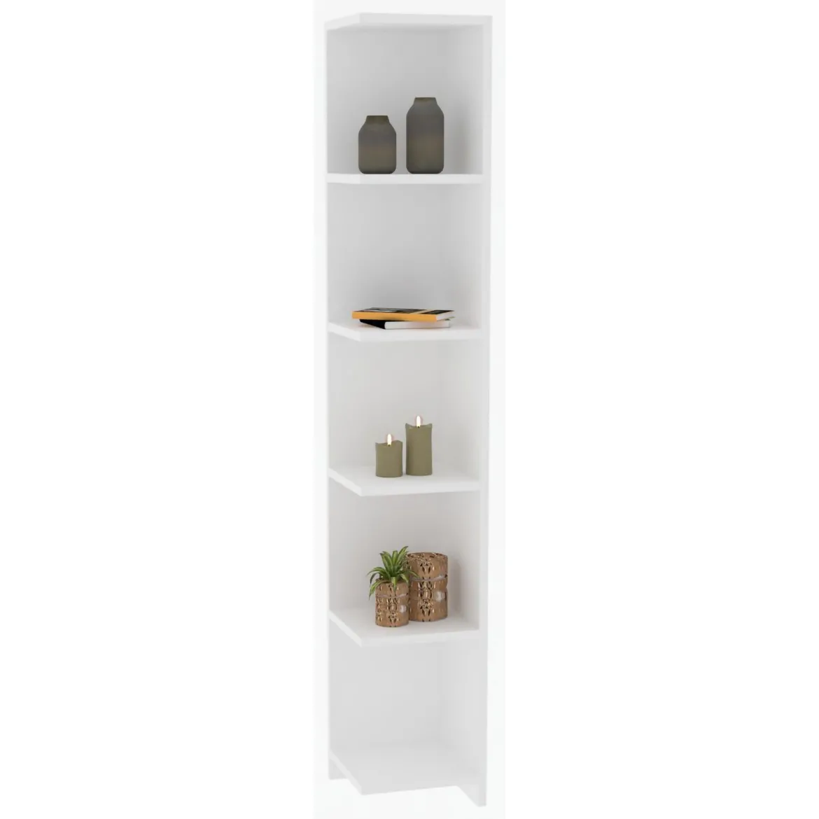 Libreria Bianco 5 Ripiani Installazione Libera 49x22x170h cm, Struttura Verticale - Trimonte