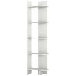 Libreria Bianco 5 Ripiani Installazione Libera 49x22x170h cm, Struttura Verticale - Trimonte