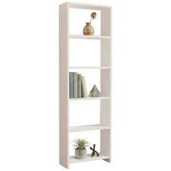 Libreria Bianco 5 Ripiani Installazione Libera 50x20x160h cm, Struttura Verticale - Piubega