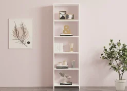 Libreria Bianco 5 Ripiani Installazione Libera 80x32x180h cm, Struttura Verticale - Vas