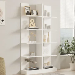 Libreria Bianco 8 Ripiani Installazione a Terra 68x25x161h cm, Struttura Aperta - Veniano