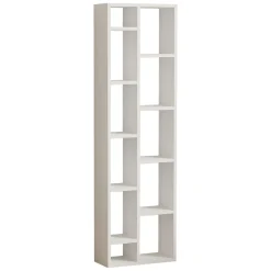 Libreria Bianco 9 Ripiani Installazione Libera 44x20x150h cm, Struttura Verticale - Mortara