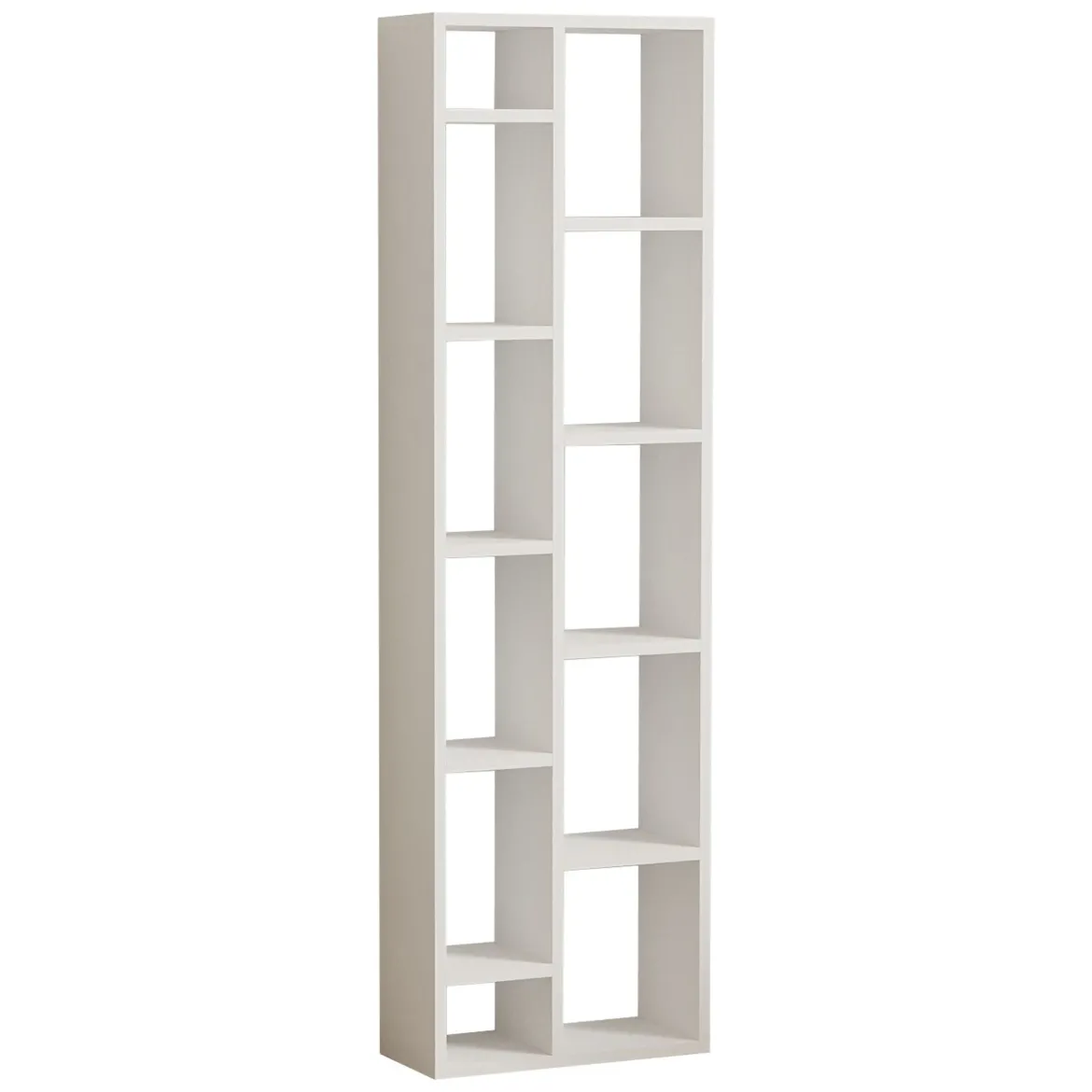 Libreria Bianco 9 Ripiani Installazione Libera 44x20x150h cm, Struttura Verticale - Mortara