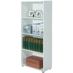Libreria Bianco 3 Ripiani Struttura Verticale 60x30x145h cm, - Jovencan