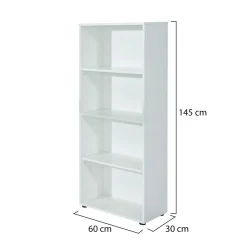 Libreria Bianco 3 Ripiani Struttura Verticale 60x30x145h cm, - Jovencan