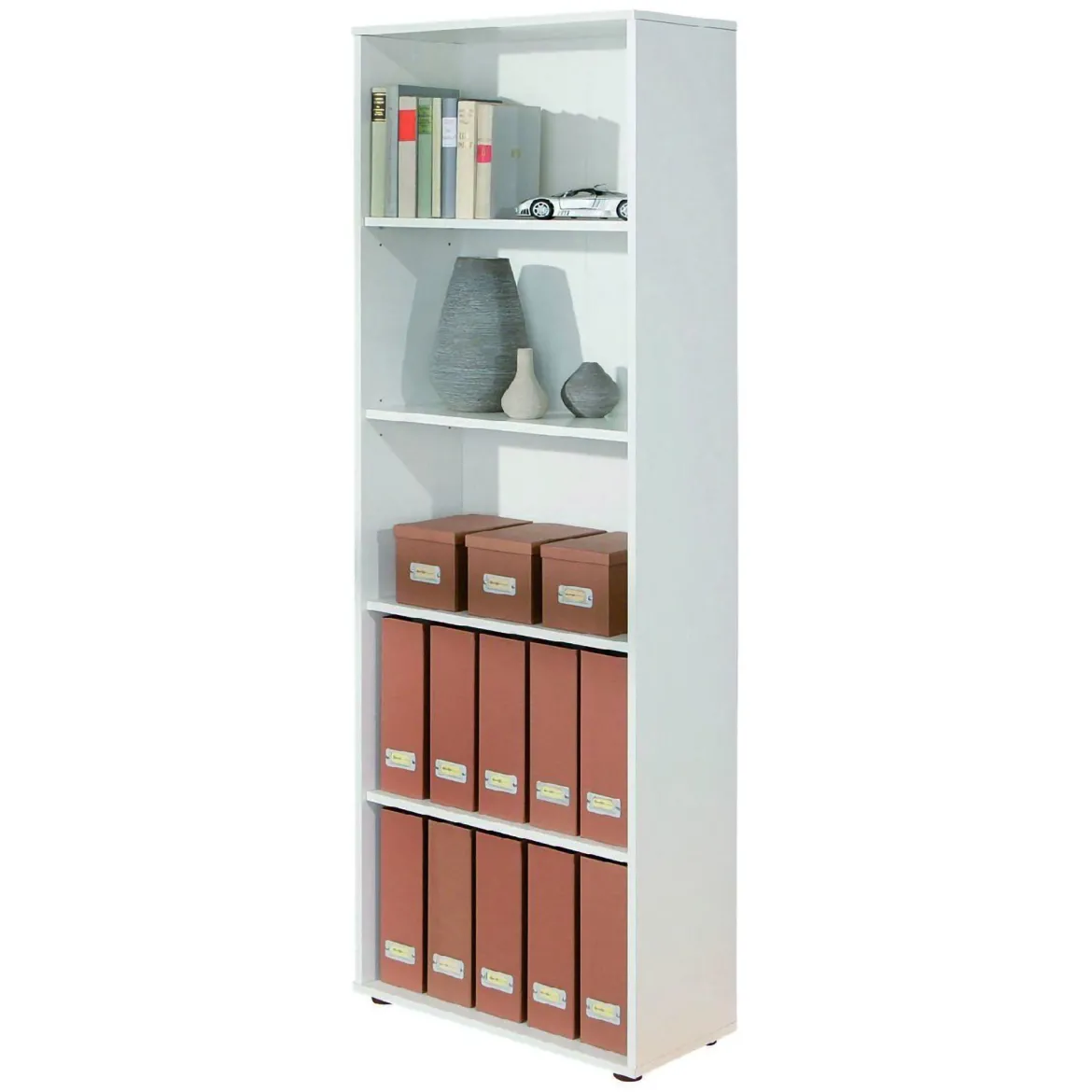 Libreria Bianco 4 Ripiani Struttura Verticale 67x67x14h cm, - Tripi