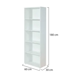 Libreria Bianco 4 Ripiani Struttura Verticale 67x67x14h cm, - Tripi