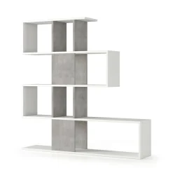 Libreria bifacciale bianca e cemento 145x145h cm - Allison