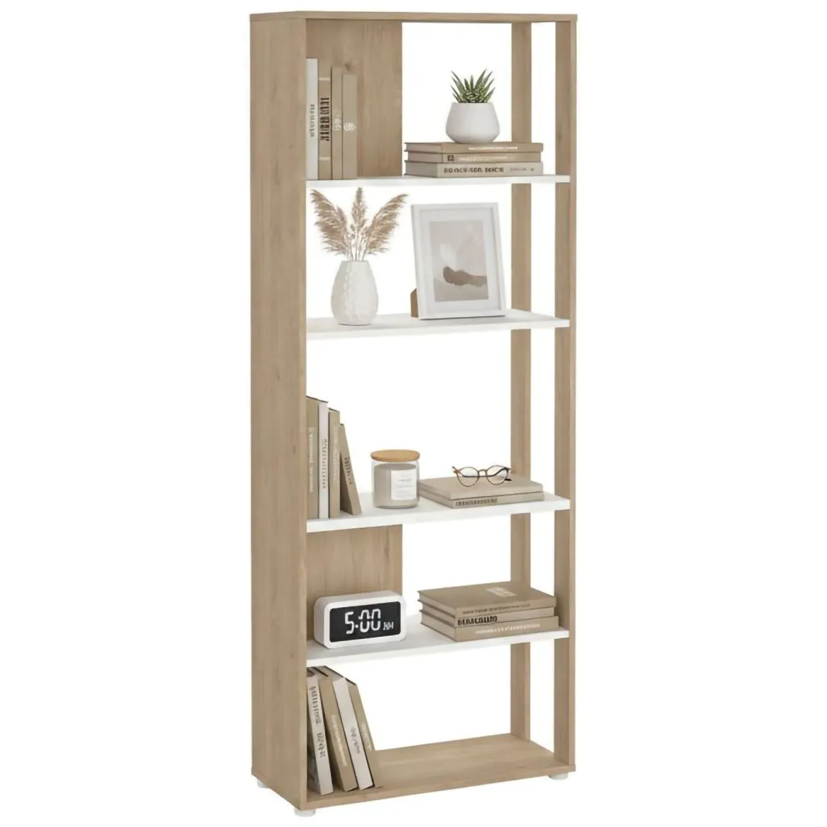 Libreria chic rovere e bianca 79x204h cm - MuGuiying