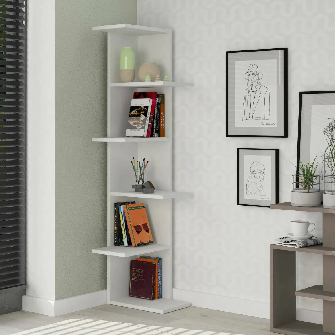 Libreria classica bianca 37x141h cm - Bud