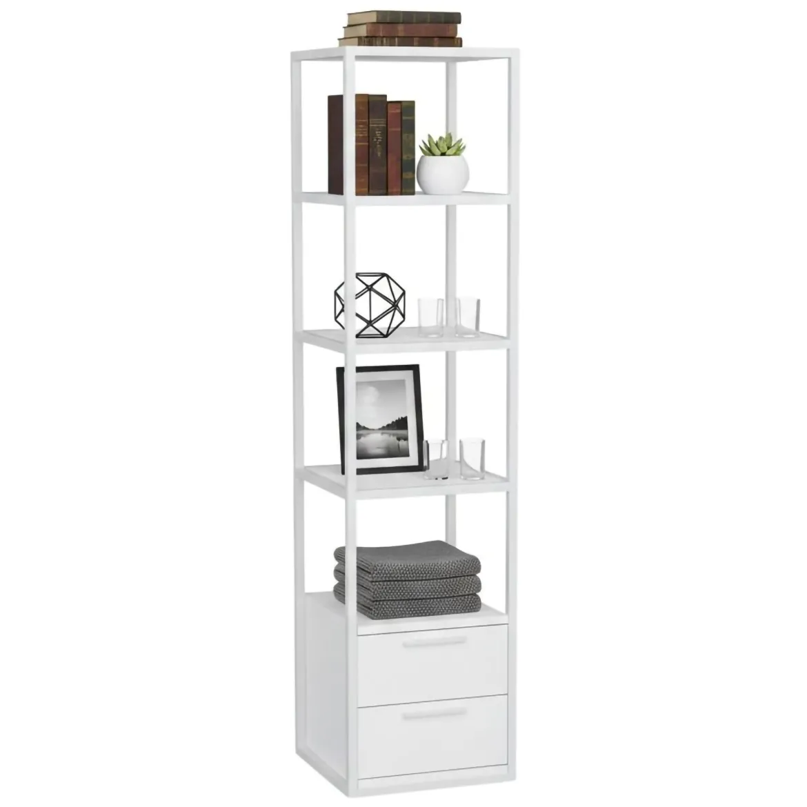 Libreria con 2 cassetti bianca 39x169h cm - Arsim