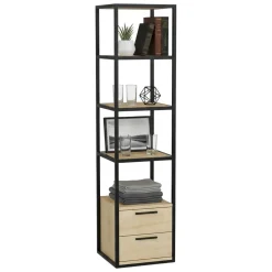 Libreria con 2 cassetti nera e quercia 39x169h cm - Arsim