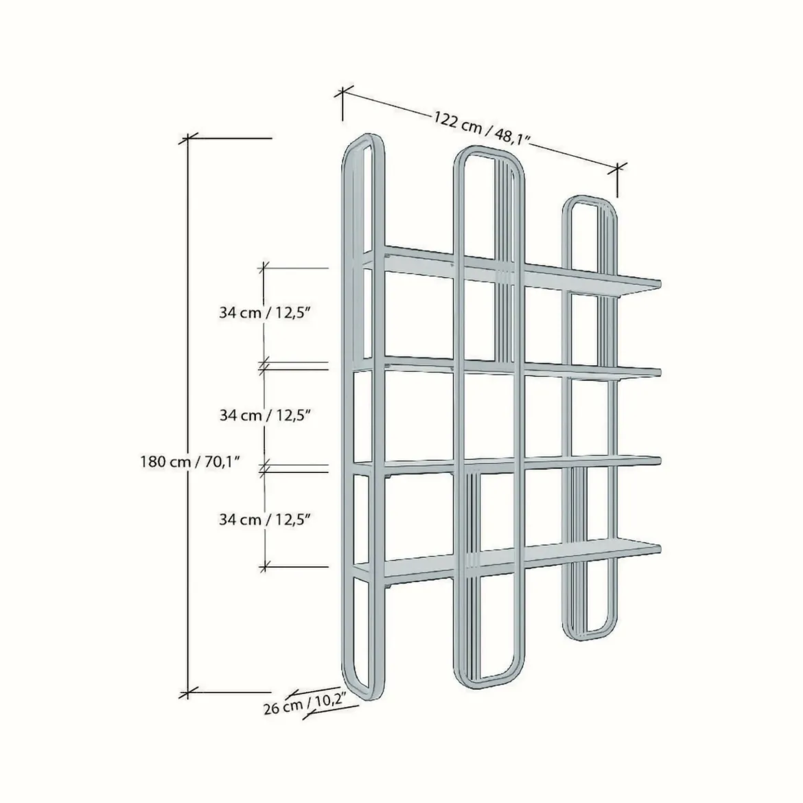 Libreria design oro 125x180h cm - Angylla