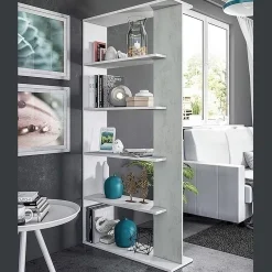 Libreria divisoria bianca e cemento 90x180h cm - Eolo