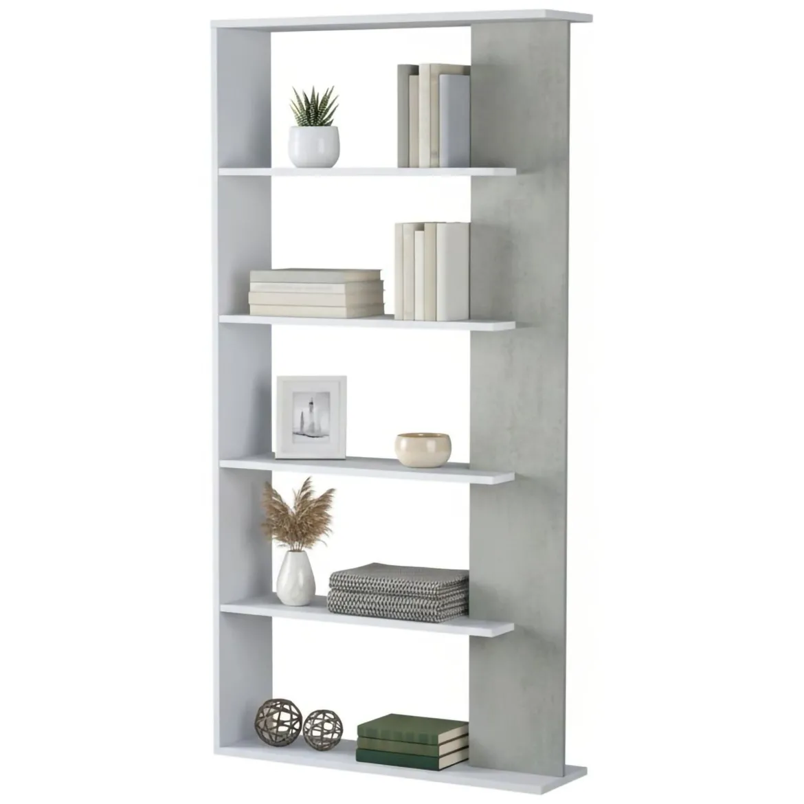 Libreria divisoria bianca e cemento 90x180h cm - Eolo