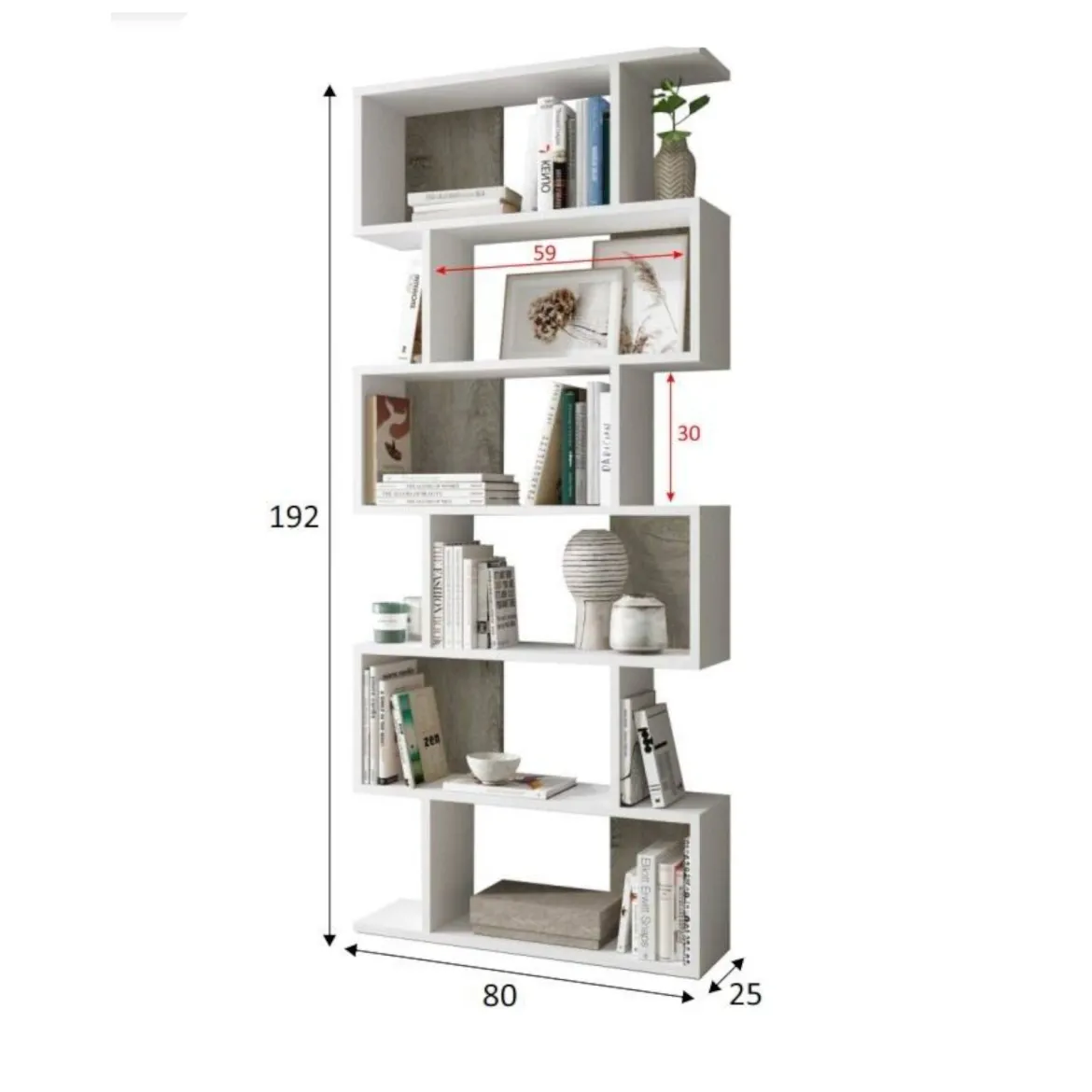 Libreria divisoria bianca e rovere 80x192h cm - Ataman