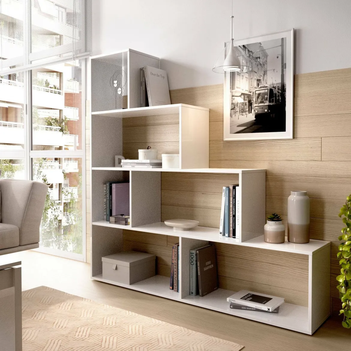 Libreria divisoria bianca lucida 145x145h cm - Apofi