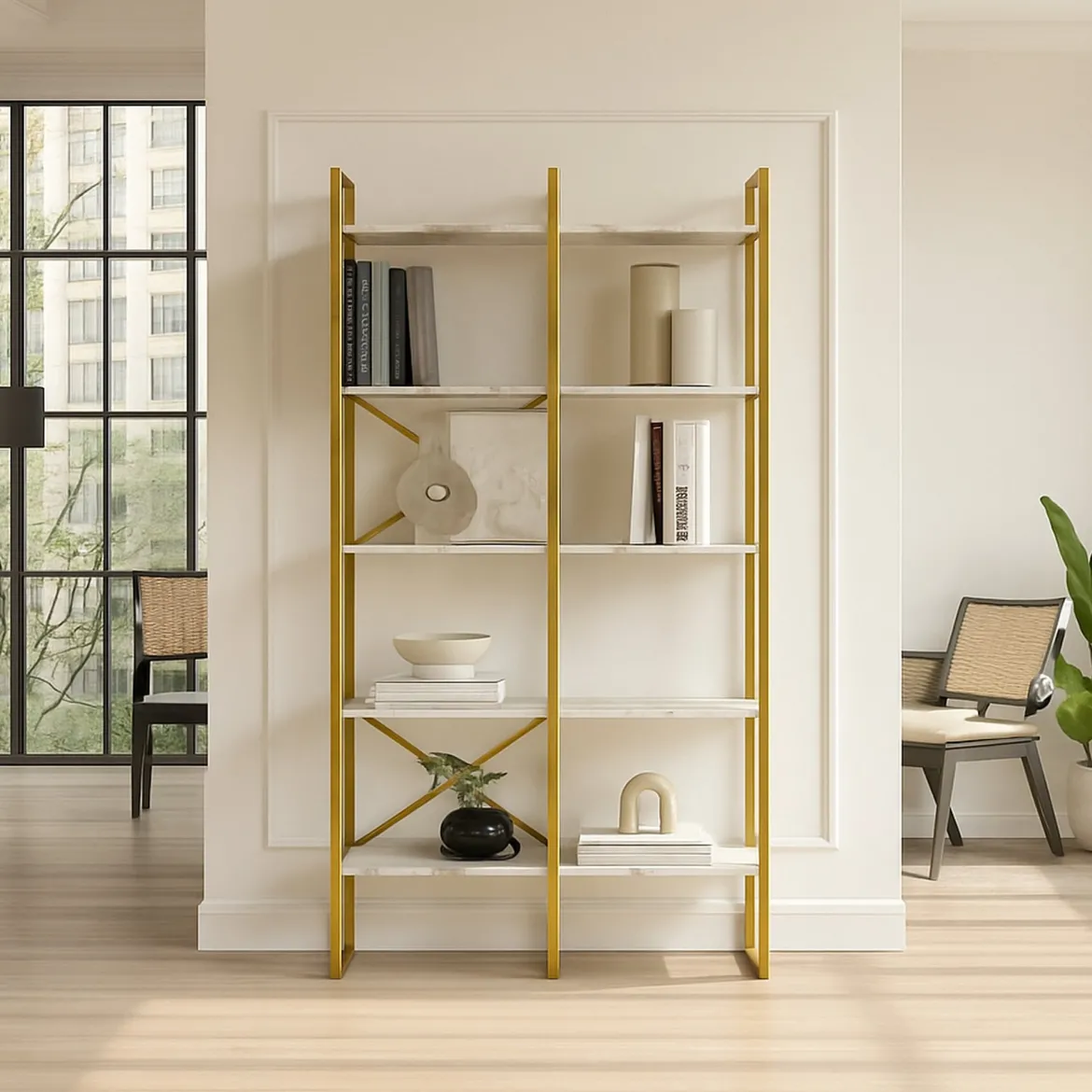 Libreria divisoria grigia e marmo 87x175h cm - Zephirine