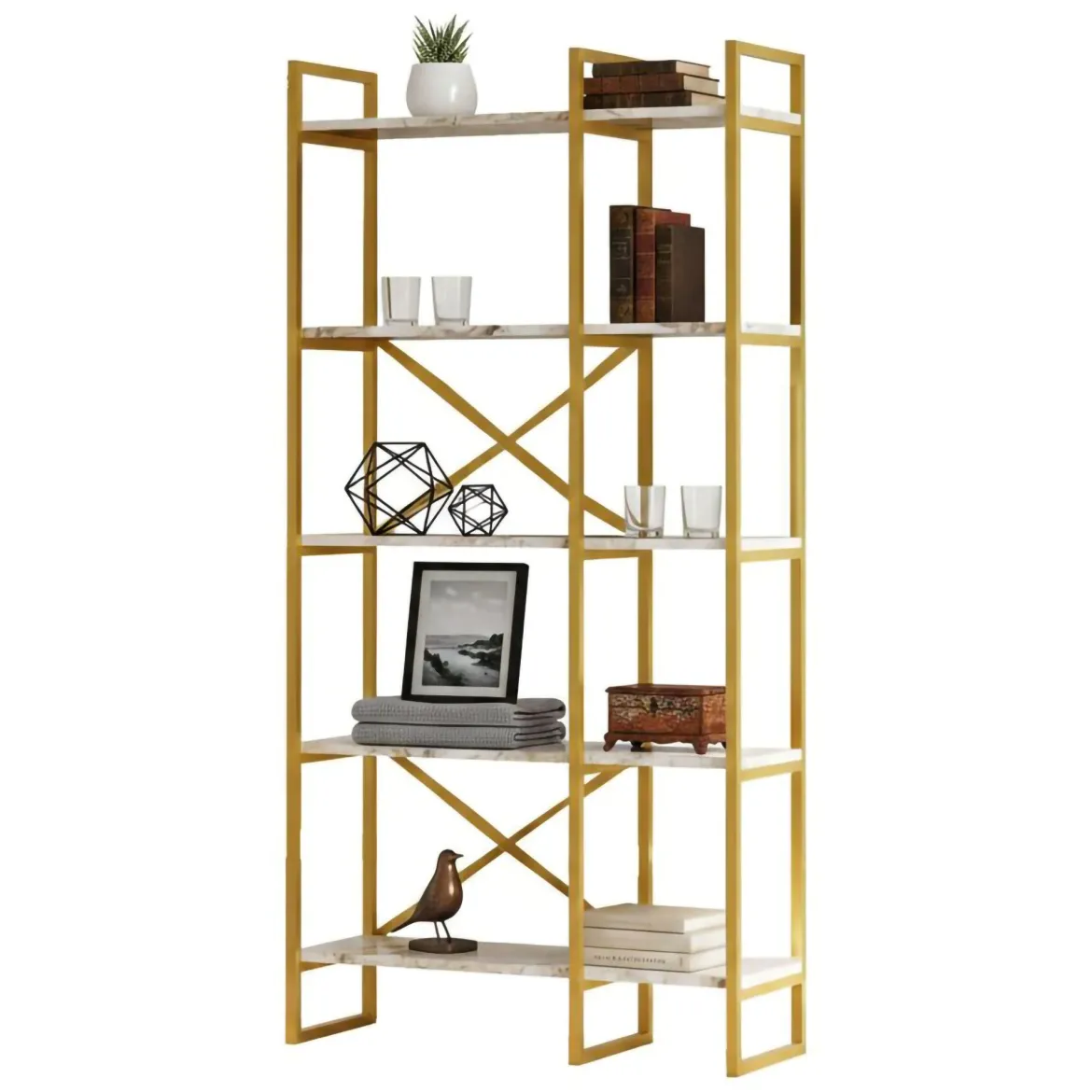 Libreria divisoria grigia e marmo 87x175h cm - Zephirine
