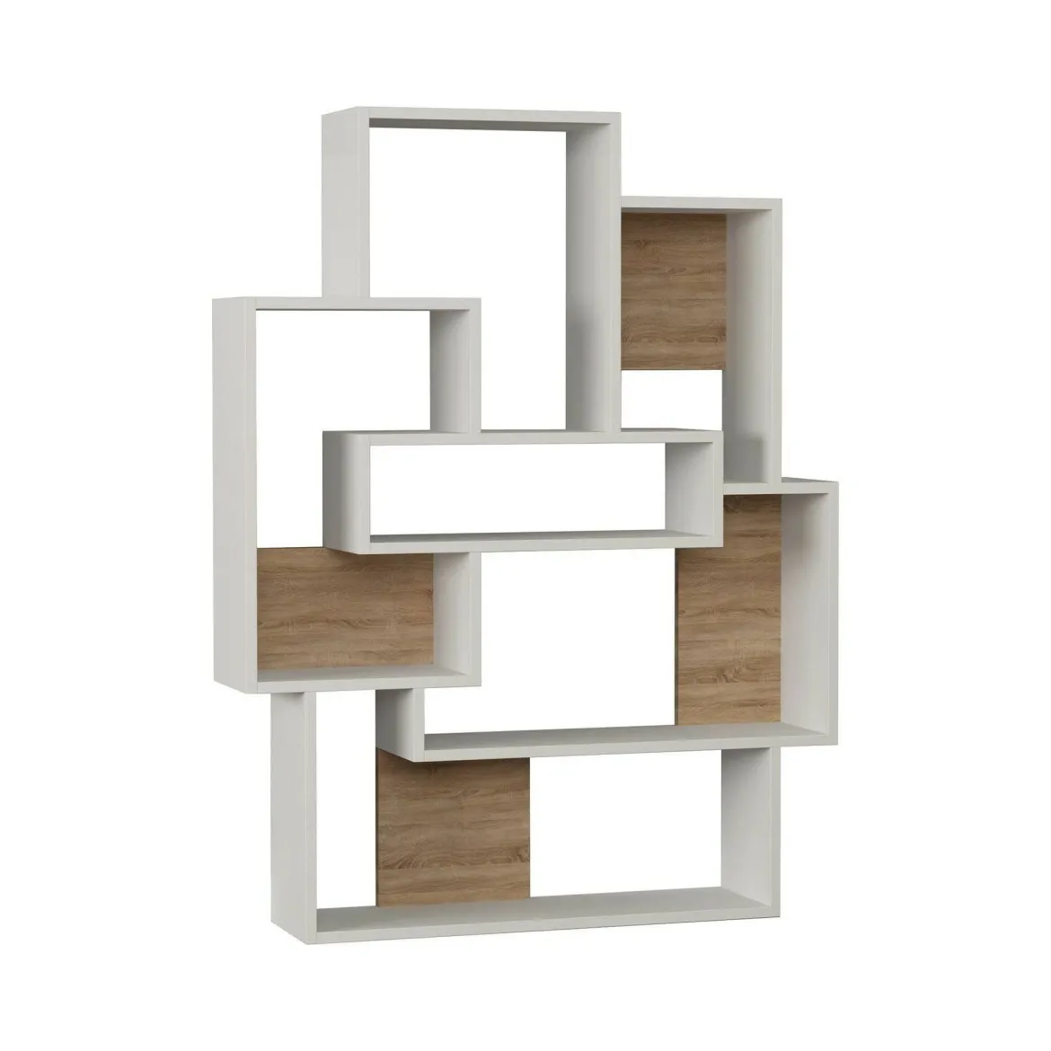 Libreria elegante bianca e quercia 101x132h cm - KhaiMuk