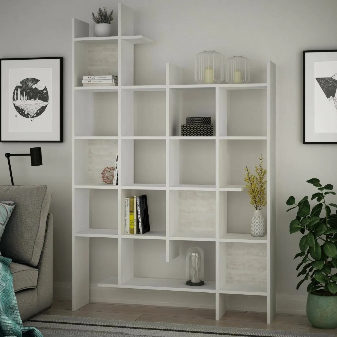 Libreria elegante bianca 122x188h cm - Achela